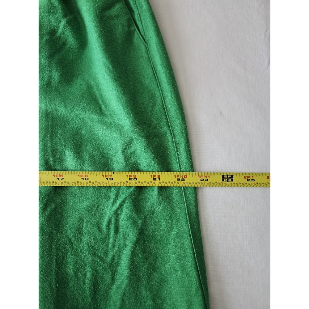 Vtg Liz Claiborne Kelly Green Pleated Hidden Button Silk Midi Skirt 12 - Picture 13 of 16